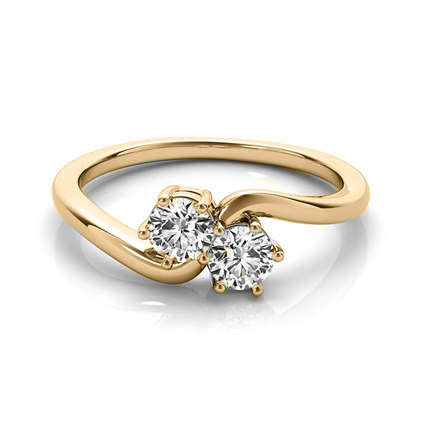 Diamond Solitaire Two Stone Ring 14k Yellow Gold (0.50ct)