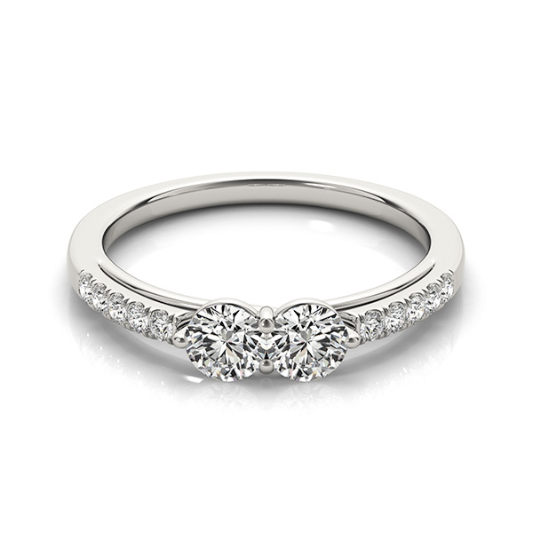 Diamond Accented Cathedral Two Stone Ring 14k White Gold (0.38ct)
