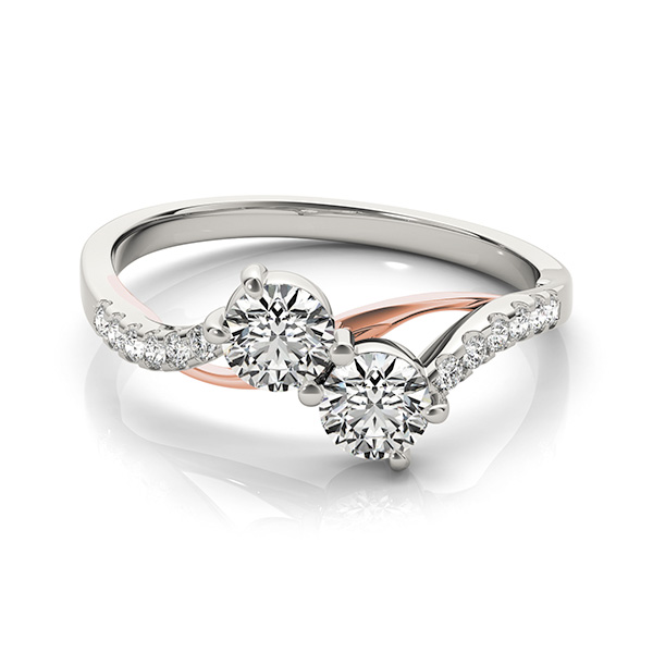 指輪・リング two-tone layered ring R036 Curved Two Stone Diamond Ring with Accents 14k Two-Tone Gold