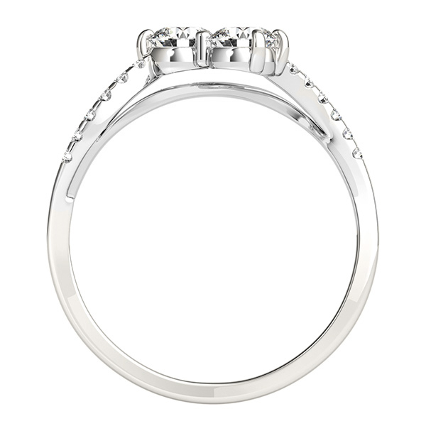 Curved Two Stone Diamond Ring with Accents 14k White Gold (0.36ct)