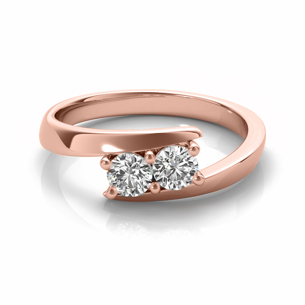 Diamond Solitaire Tension Two Stone Ring 18k Rose Gold (0.12ct)
