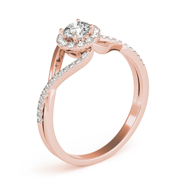 Diamond Halo Twisted Shank Engagement Ring 14k Rose Gold (0.41ct)
