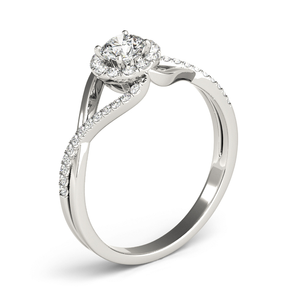 Diamond Halo Twisted Shank Engagement Ring 14k White Gold (0.41ct)