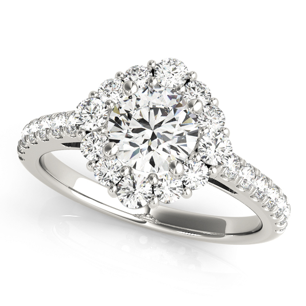 Diamond Halo East West Engagement Ring 18k White Gold (1.32ct)