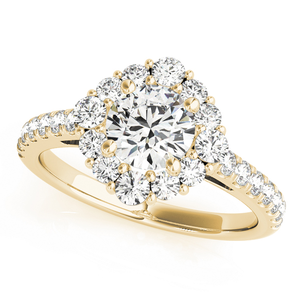 Diamond Halo East West Engagement Ring 18k Yellow Gold (1.32ct)