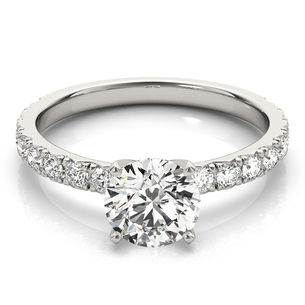 Diamond Single Row Engagement Ring Setting 18k White Gold (0.32ct)
