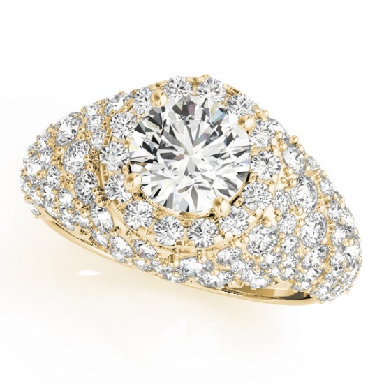 Wide DIamond Halo Fancy Engagement Ring 14k Yellow Gold (2.66ct)