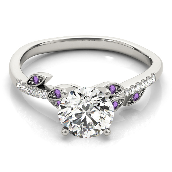 Amethyst & Diamond Vine Leaf Engagement Ring Setting Palladium (0.10ct)