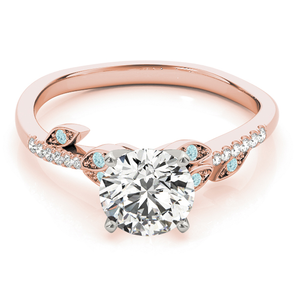 Aquamarine & Diamond Vine Leaf Engagement Ring Setting 18K Rose Gold (0.10ct)