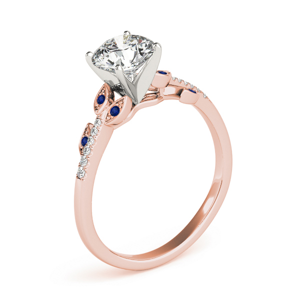 Blue Sapphire & Diamond Vine Leaf Engagement Ring Setting 18K Rose Gold (0.10ct)