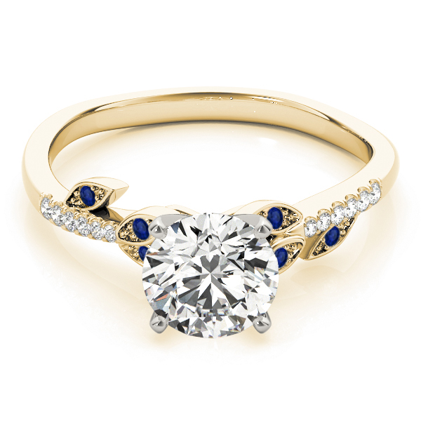 Blue Sapphire & Diamond Vine Leaf Engagement Ring Setting 18K Yellow Gold (0.10ct)