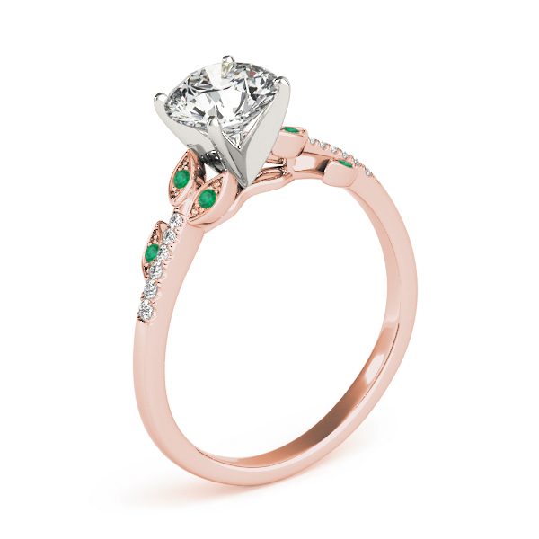 Emerald & Diamond Vine Leaf Engagement Ring Setting 14K Rose Gold (0.10ct)