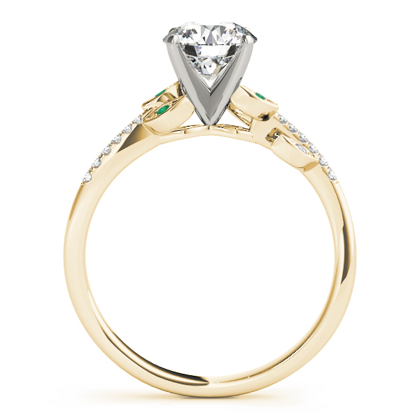 Emerald & Diamond Vine Leaf Engagement Ring Setting 18K Yellow Gold (0.10ct)