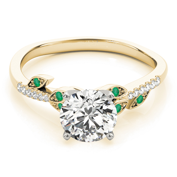 Emerald & Diamond Vine Leaf Engagement Ring Setting 18K Yellow Gold (0.10ct)