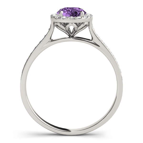 Lab Grown Diamond Halo Lab Amethyst Engagement Ring 14k White Gold (1.29ct)