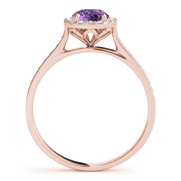 Diamond Halo Amethyst Engagement Ring 18k Rose Gold (1.29ct)