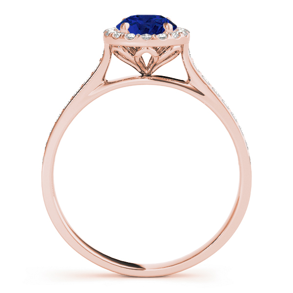 Diamond Halo Blue Sapphire Engagement Ring 14k Rose Gold (1.29ct)