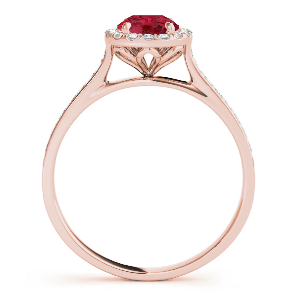 Diamond Halo Ruby Engagement Ring 14k Rose Gold (1.29ct)