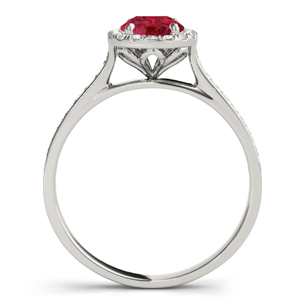 Lab Grown Diamond Halo Lab Ruby Engagement Ring 14k White Gold (1.29ct)