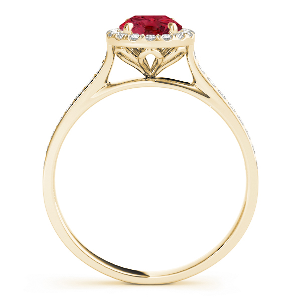 Diamond Halo Ruby Engagement Ring 18k Yellow Gold (1.29ct)