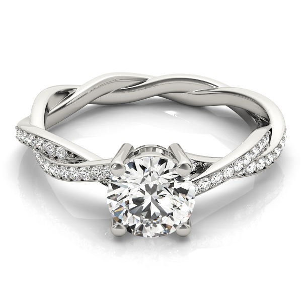 Diamond Twist Sidestone Accented Engagement Ring 14k White Gold (1.11ct)