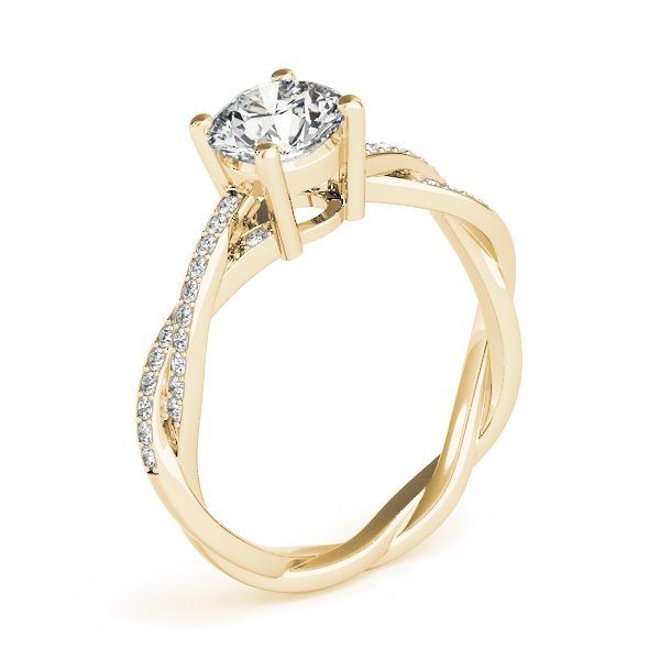 Diamond Twist Sidestone Accented Engagement Ring 18k Yellow Gold (1.11ct)