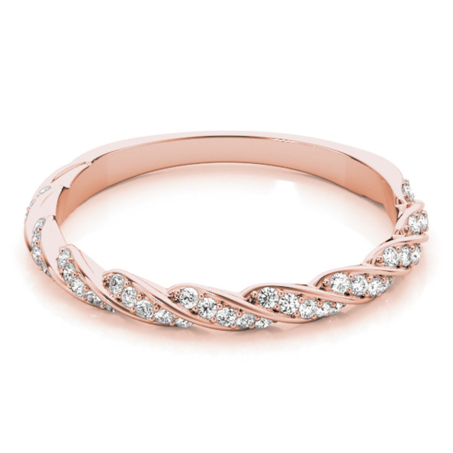 Diamond Twist Fashion Ring Wedding Band 14k Rose Gold (0.23ct)