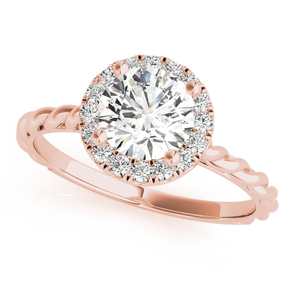 Diamond Halo Twisted Rope Engagement Ring in 18k Rose Gold (0.10ct)