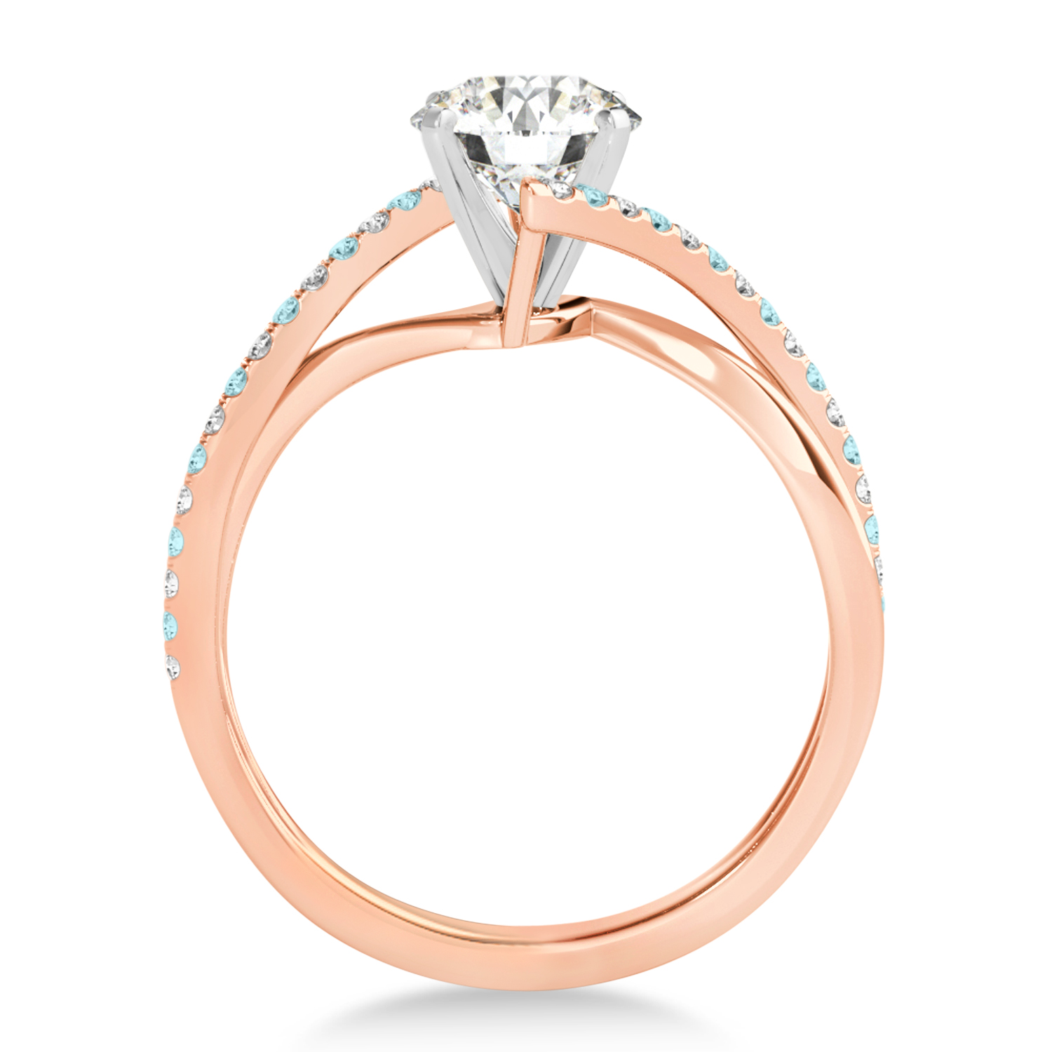Diamond & Aquamarine Bypass Semi-Mount Ring in 14k Rose Gold (0.14ct)