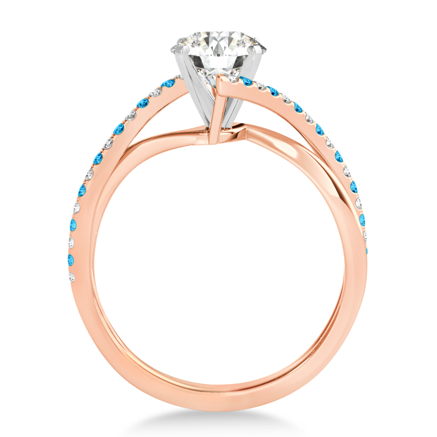 Diamond & Blue Topaz Bypass Semi-Mount Ring in 14k Rose Gold (0.14ct)
