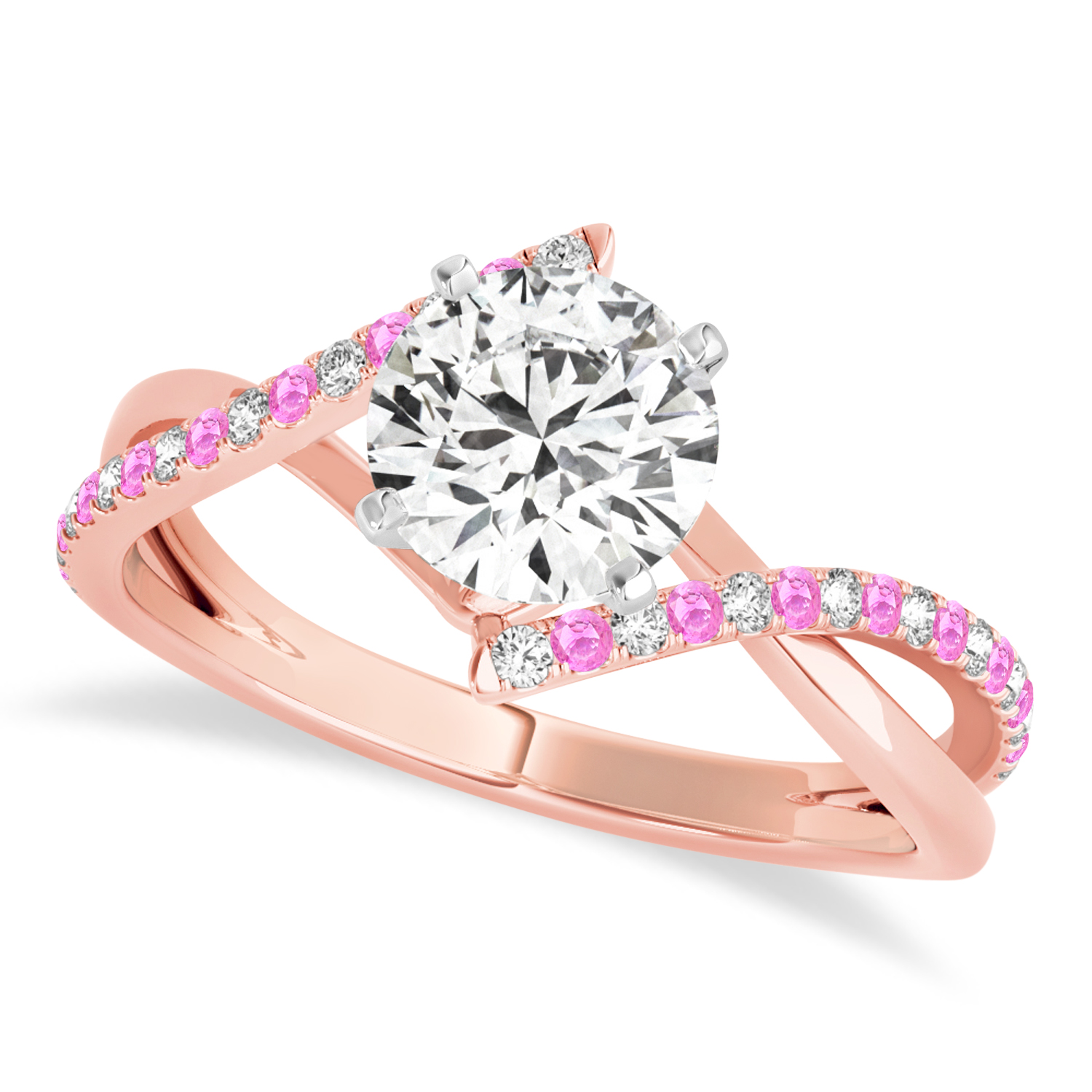 Diamond & Pink Sapphire Bypass Semi-Mount Ring in 14k Rose Gold (0.14ct)