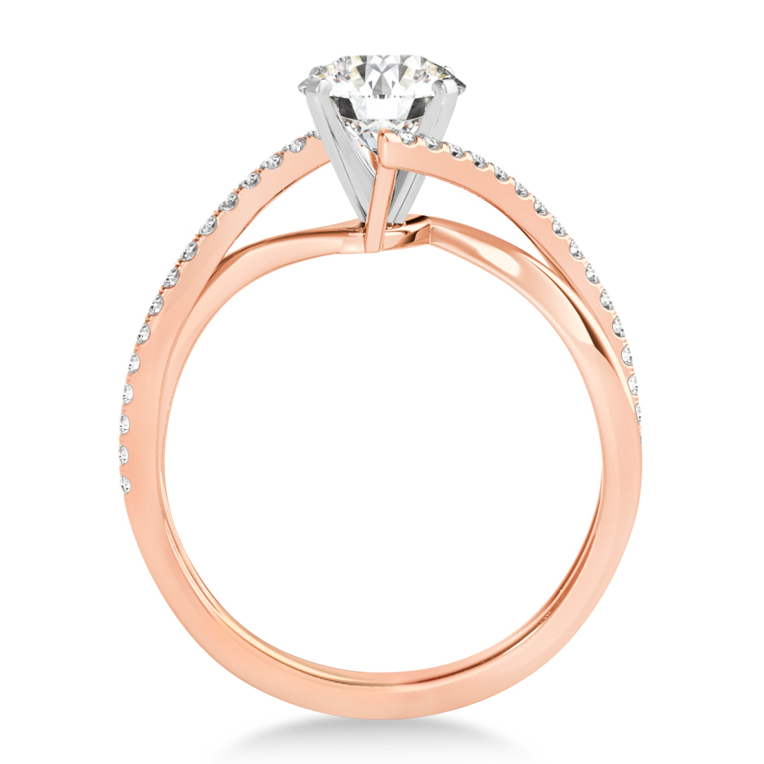 Diamond Bypass Semi-Mount Ring/Wedding Band in 14k Rose Gold (0.14ct)
