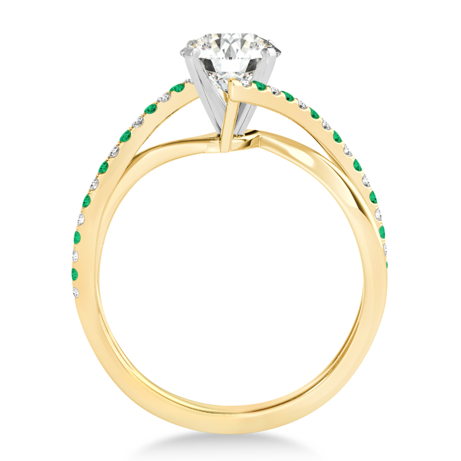 Diamond & Emerald Bypass Semi-Mount Ring in 14k Yellow Gold (0.14ct)