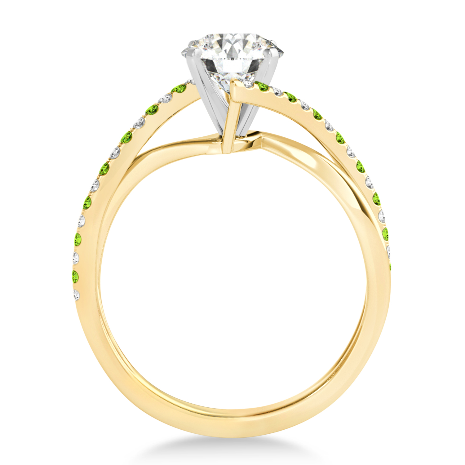 Diamond & Peridot Bypass Semi-Mount Ring in 14k Yellow Gold (0.14ct)