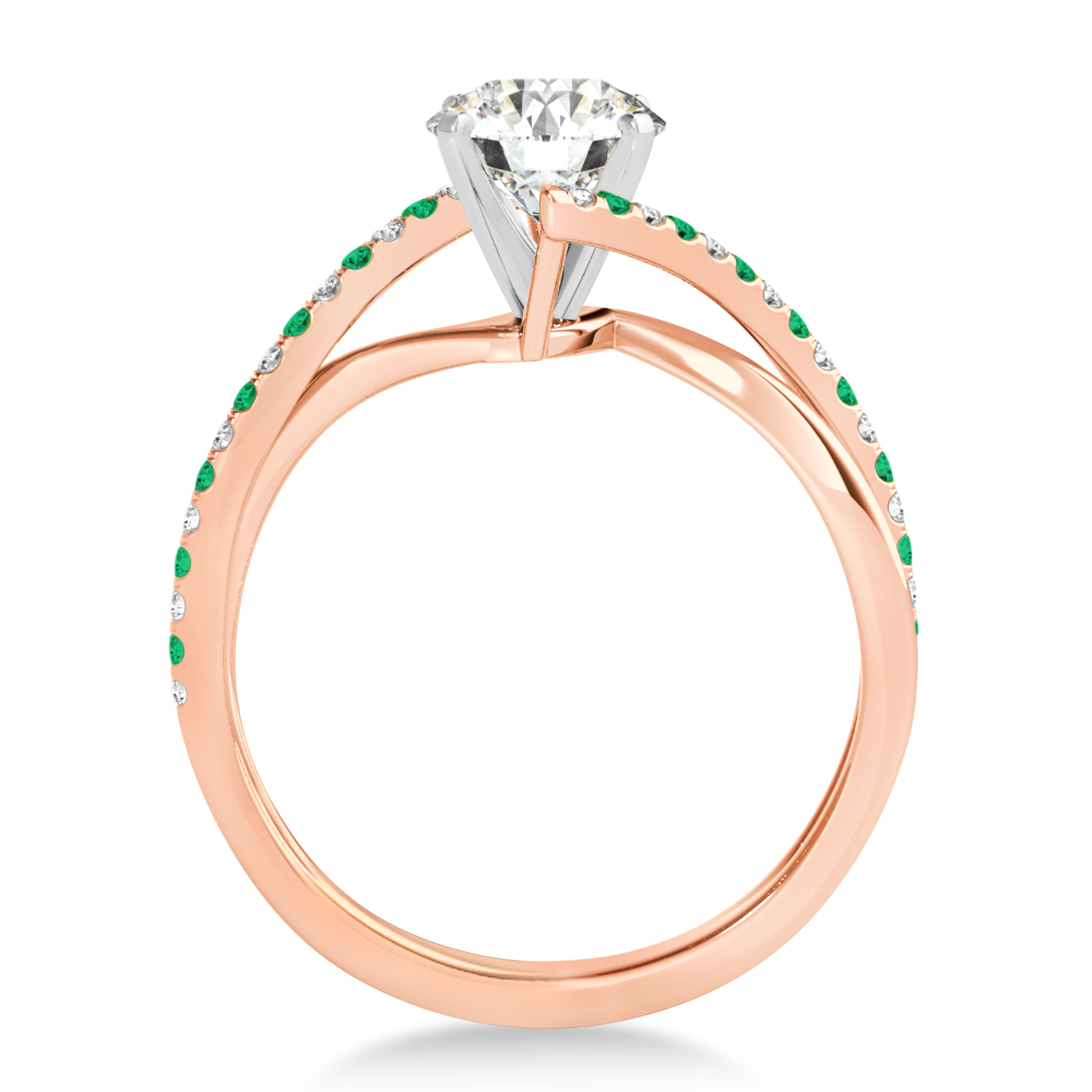 Diamond & Emerald Bypass Semi-Mount Ring in 18k Rose Gold (0.14ct)