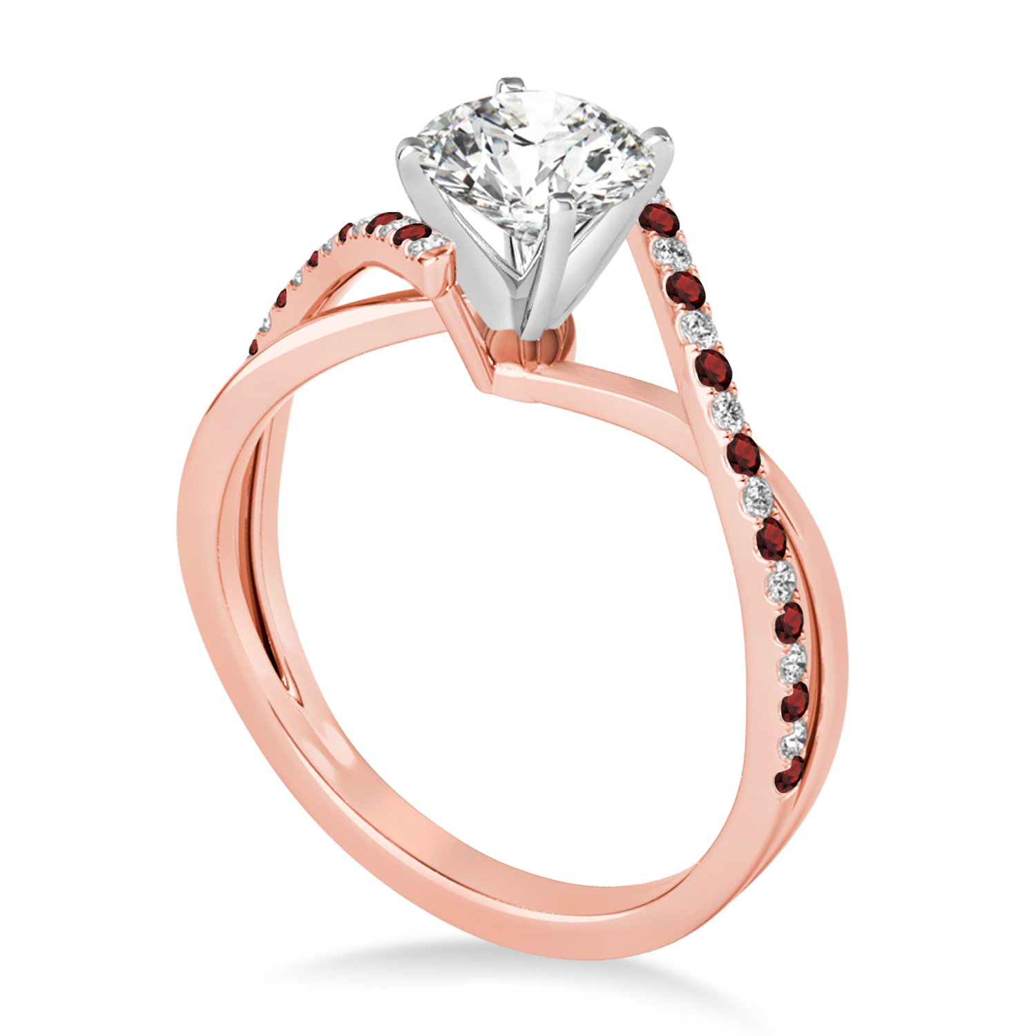 Diamond & Garnet Bypass Semi-Mount Ring in 18k Rose Gold (0.14ct)