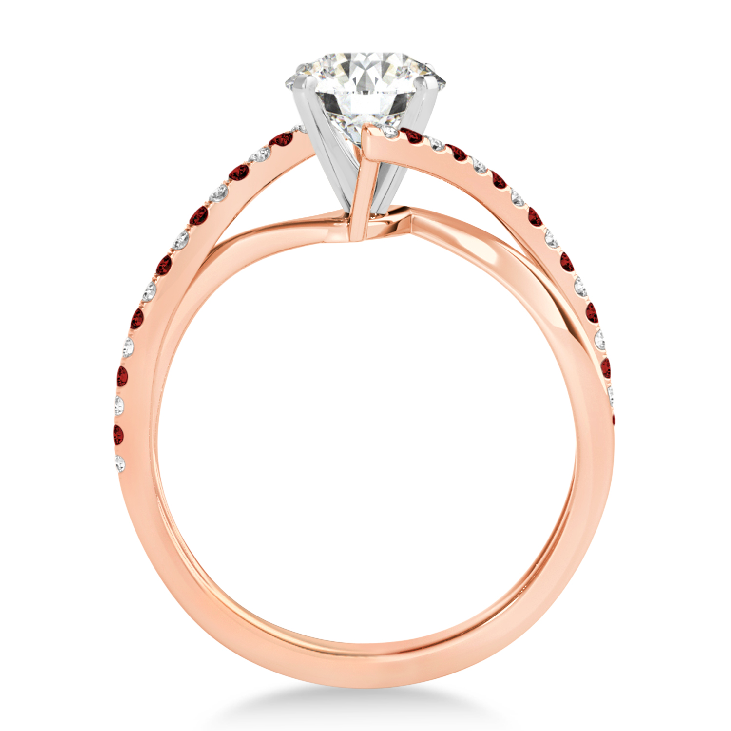 Diamond & Garnet Bypass Semi-Mount Ring in 18k Rose Gold (0.14ct)