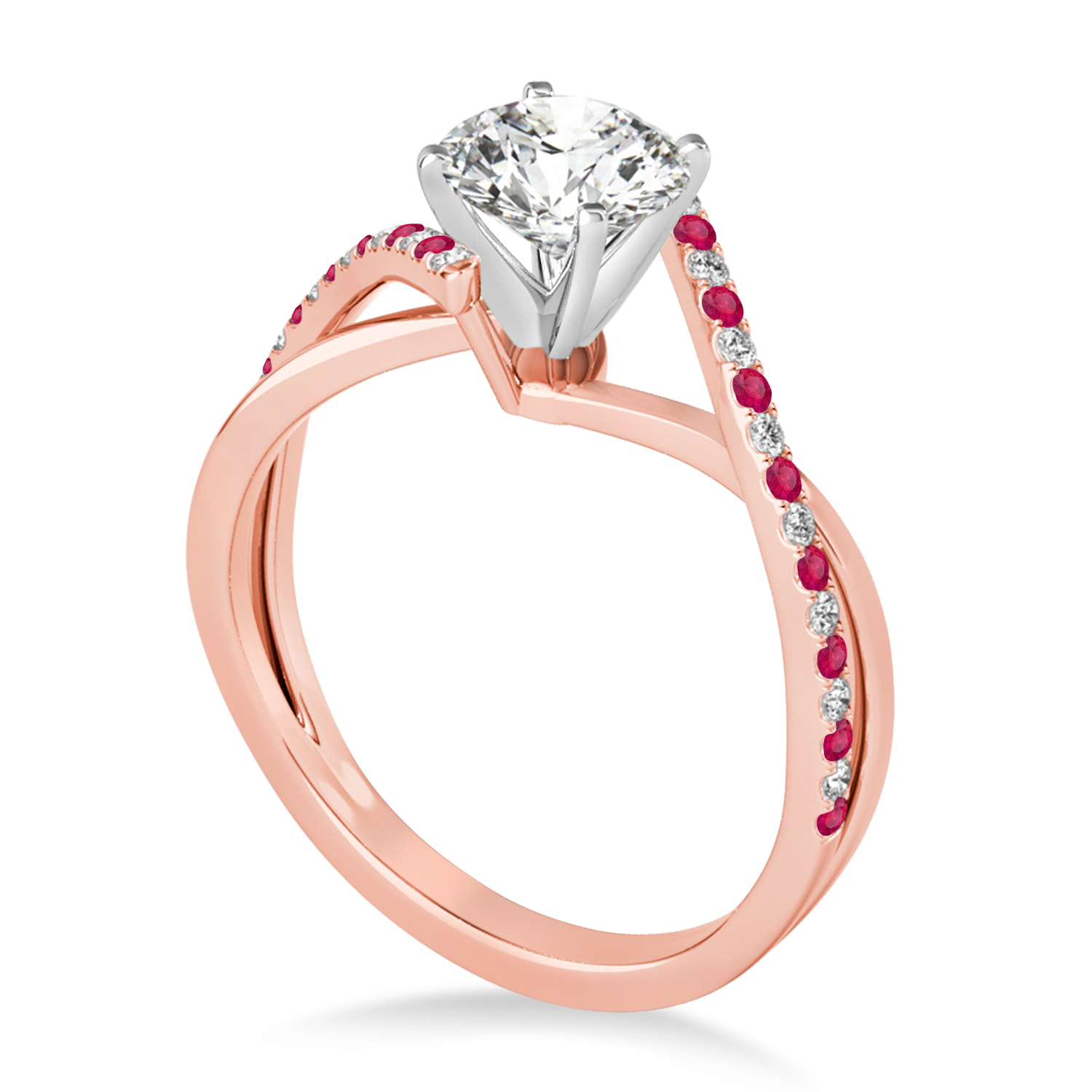 Diamond & Ruby Bypass Semi-Mount Ring in 18k Rose Gold (0.14ct)