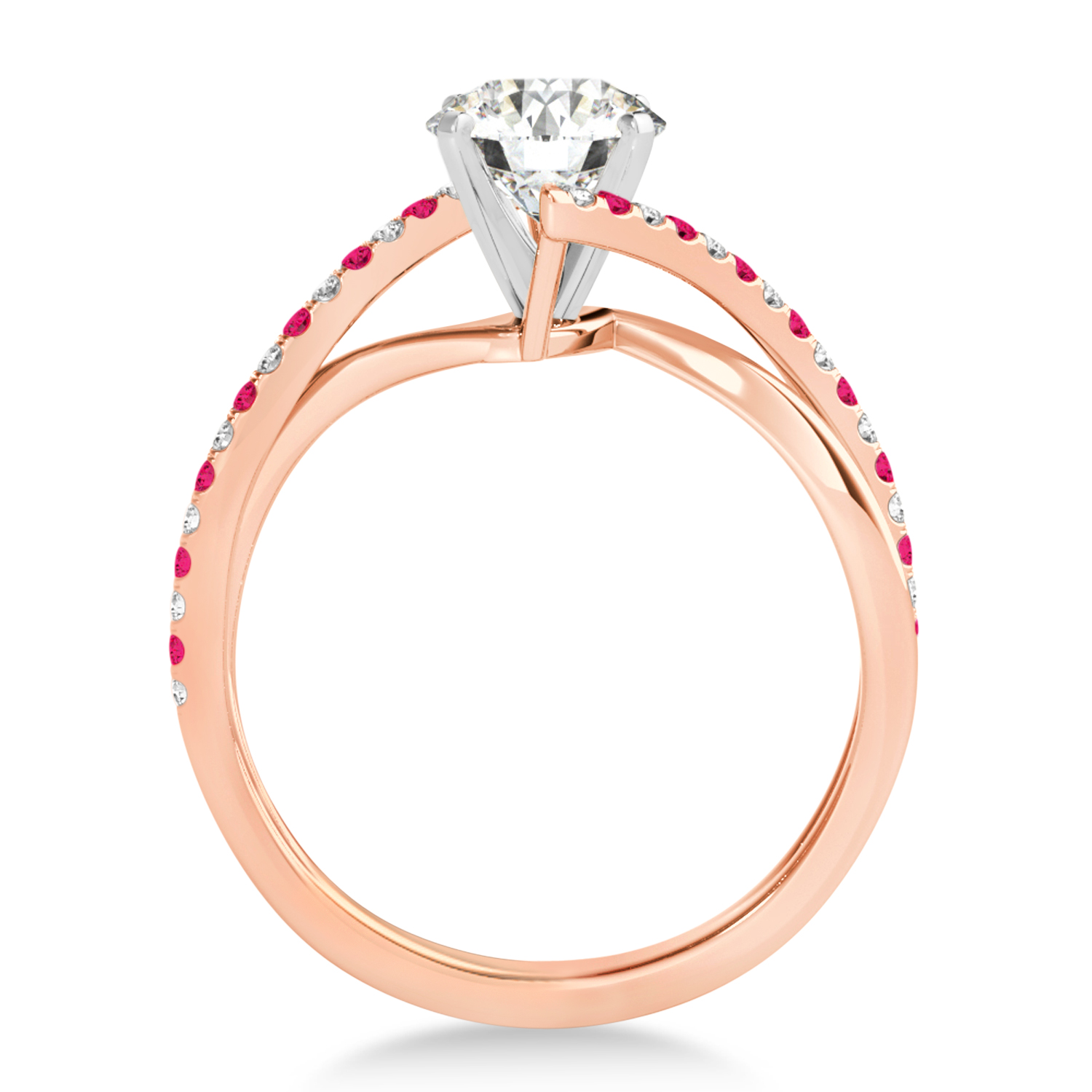 Diamond & Ruby Bypass Semi-Mount Ring in 18k Rose Gold (0.14ct)
