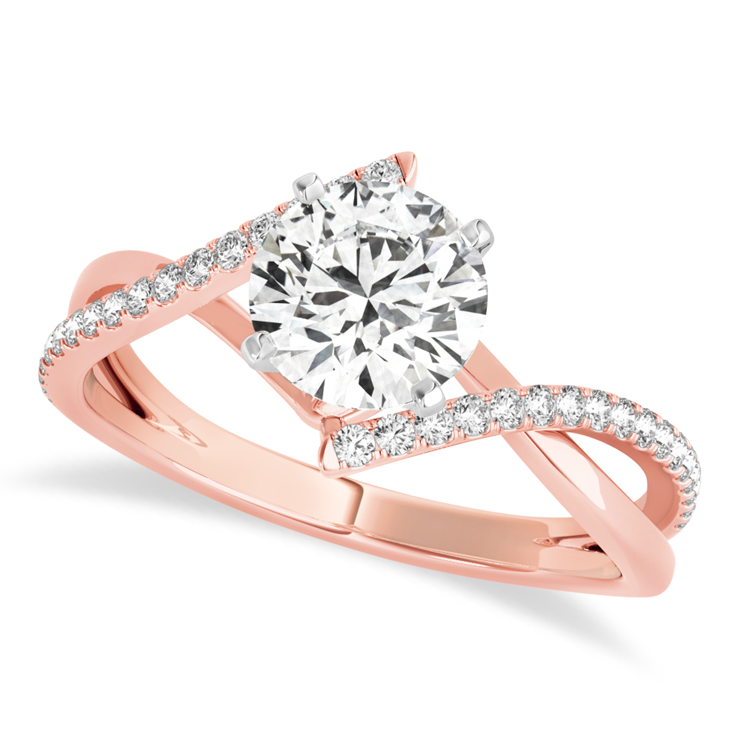 Diamond Bypass Semi-Mount Ring/Wedding Band in 18k Rose Gold (0.14ct)