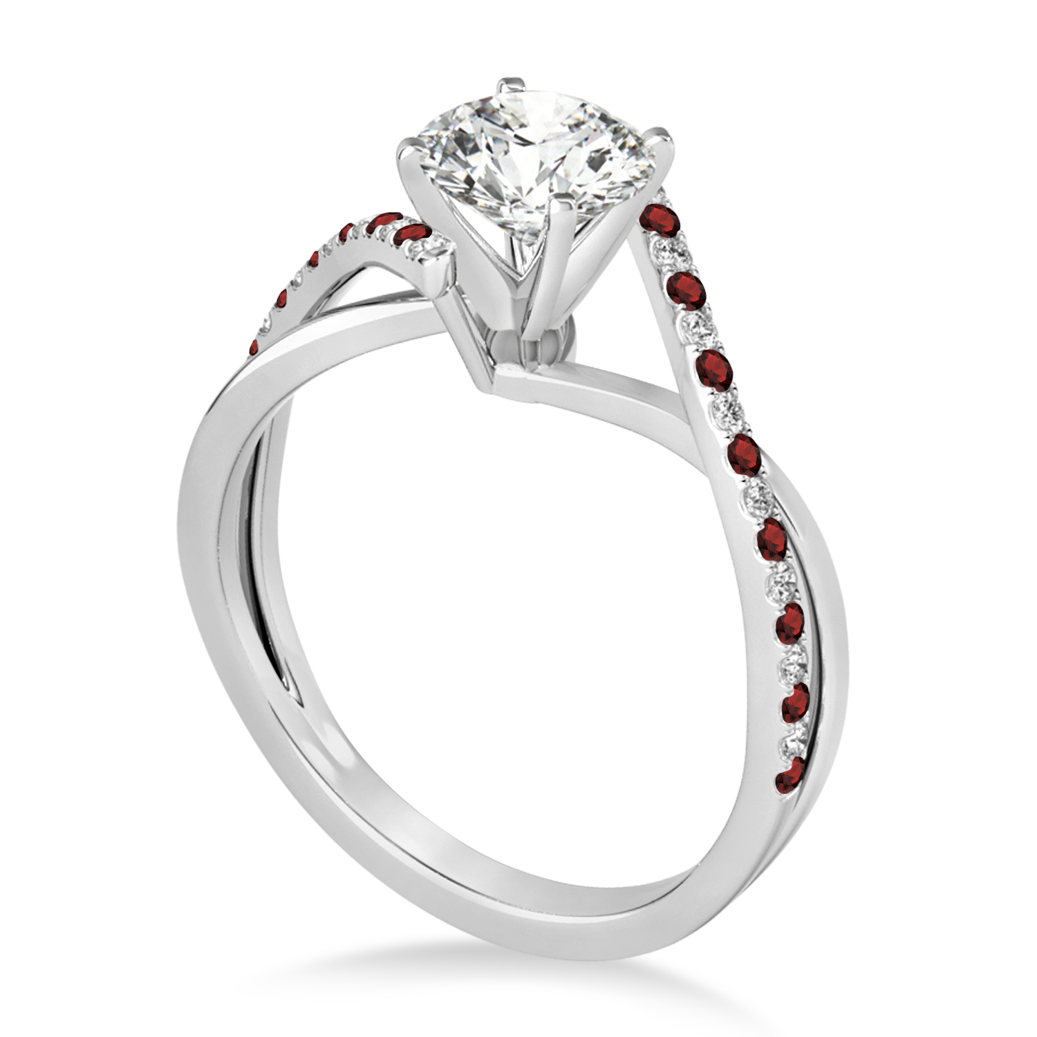 Diamond & Garnet Bypass Semi-Mount Ring in Palladium (0.14ct)