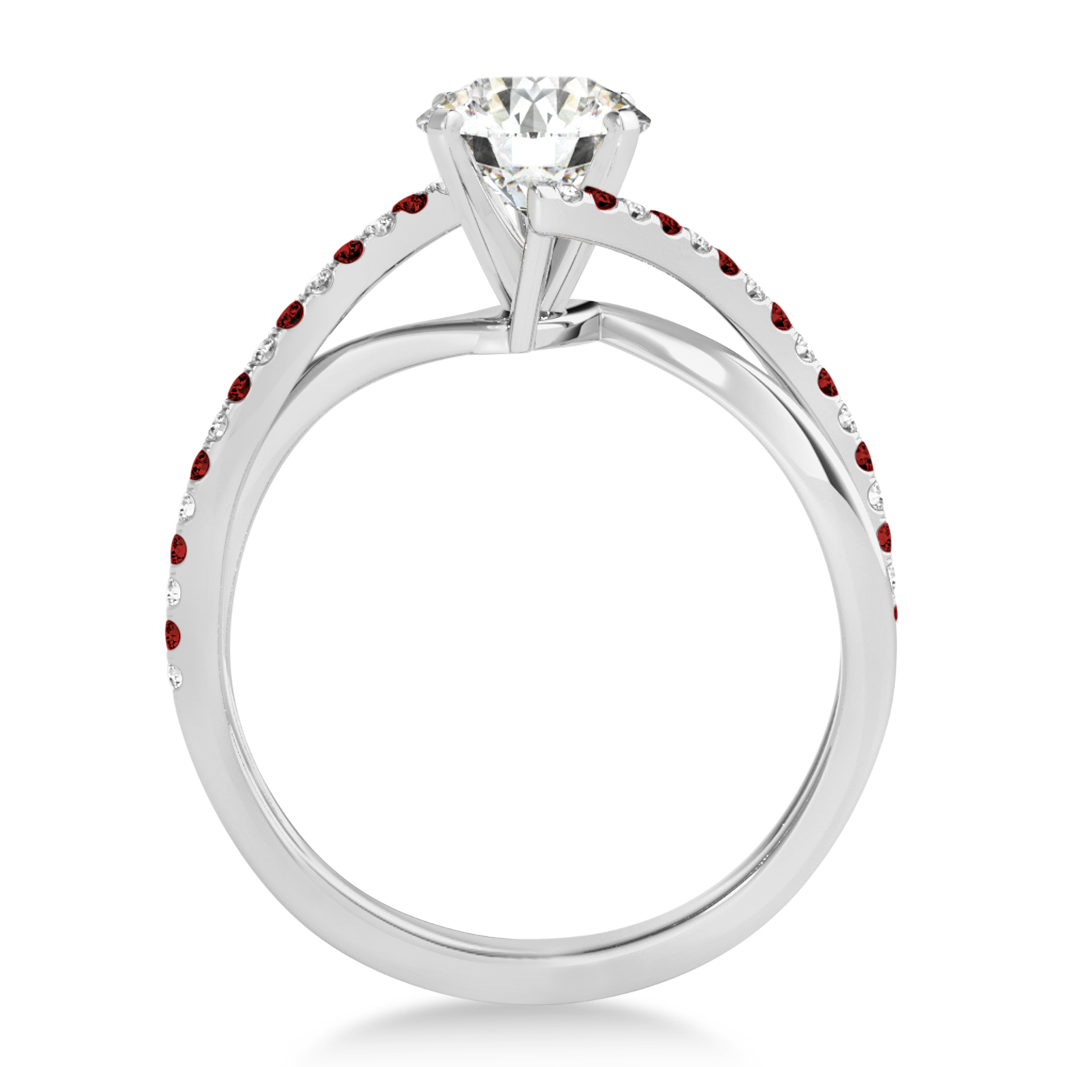 Diamond & Garnet Bypass Semi-Mount Ring in Palladium (0.14ct)