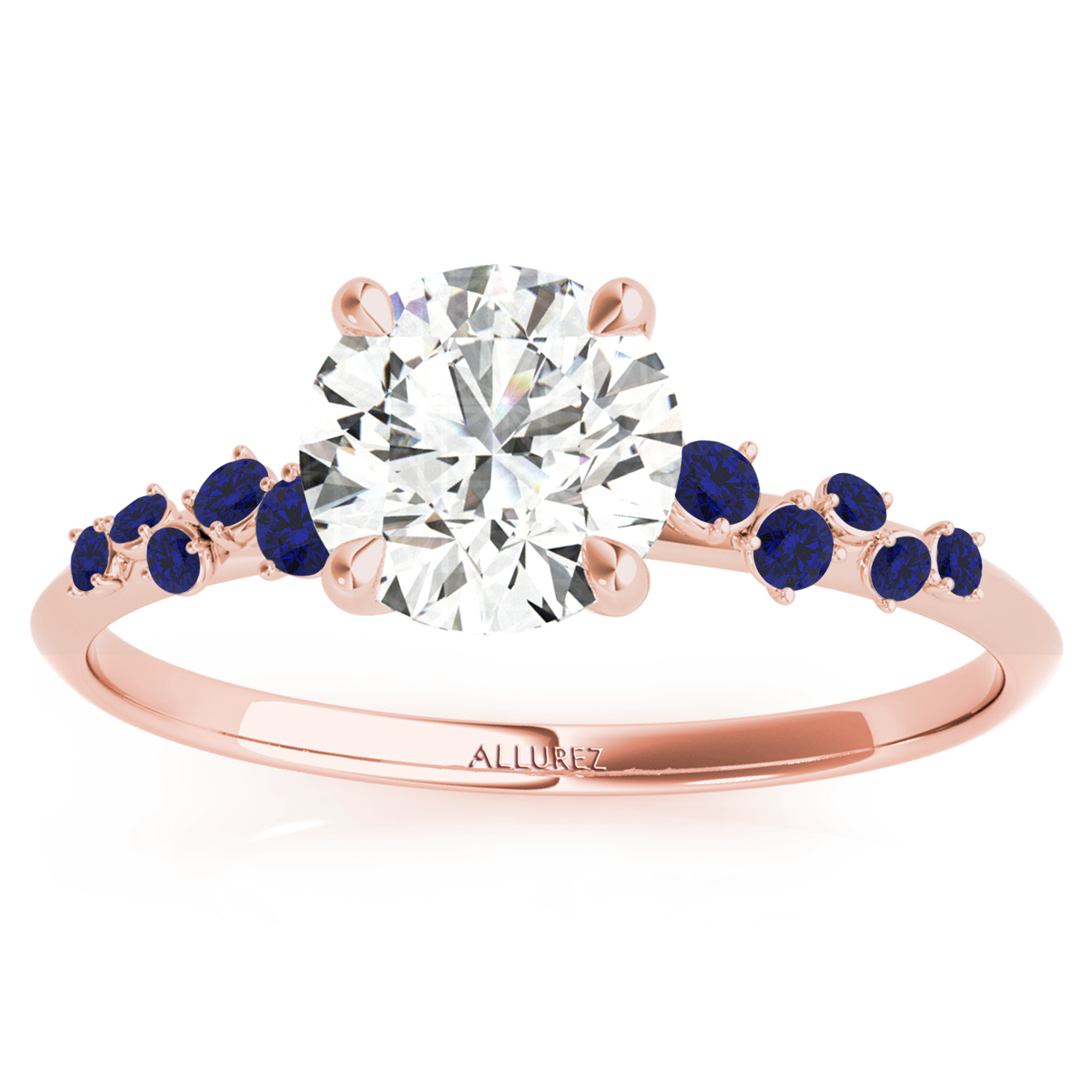 Scattered Blue Sapphire Engagement Ring 14K Rose Gold (0.13ct)