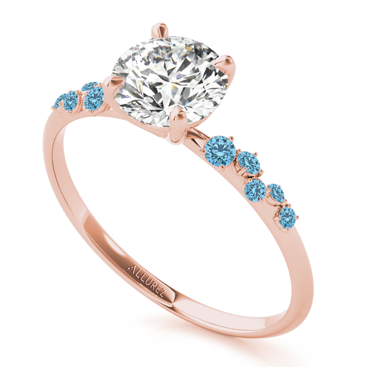Scattered Blue Topaz  Engagement Ring 14K Rose Gold (0.13ct)