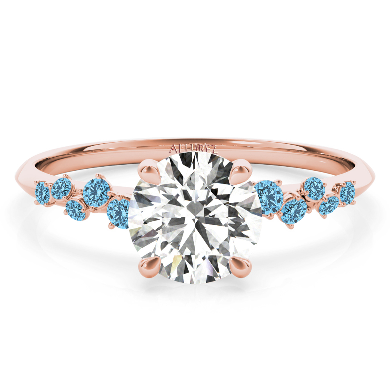 Scattered Blue Topaz  Engagement Ring 14K Rose Gold (0.13ct)