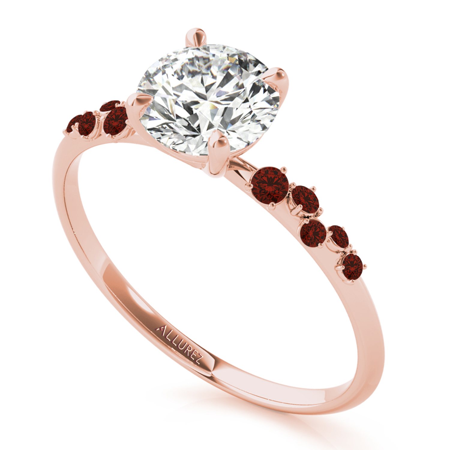 Scattered Garnet Engagement Ring 14K Rose Gold (0.13ct)