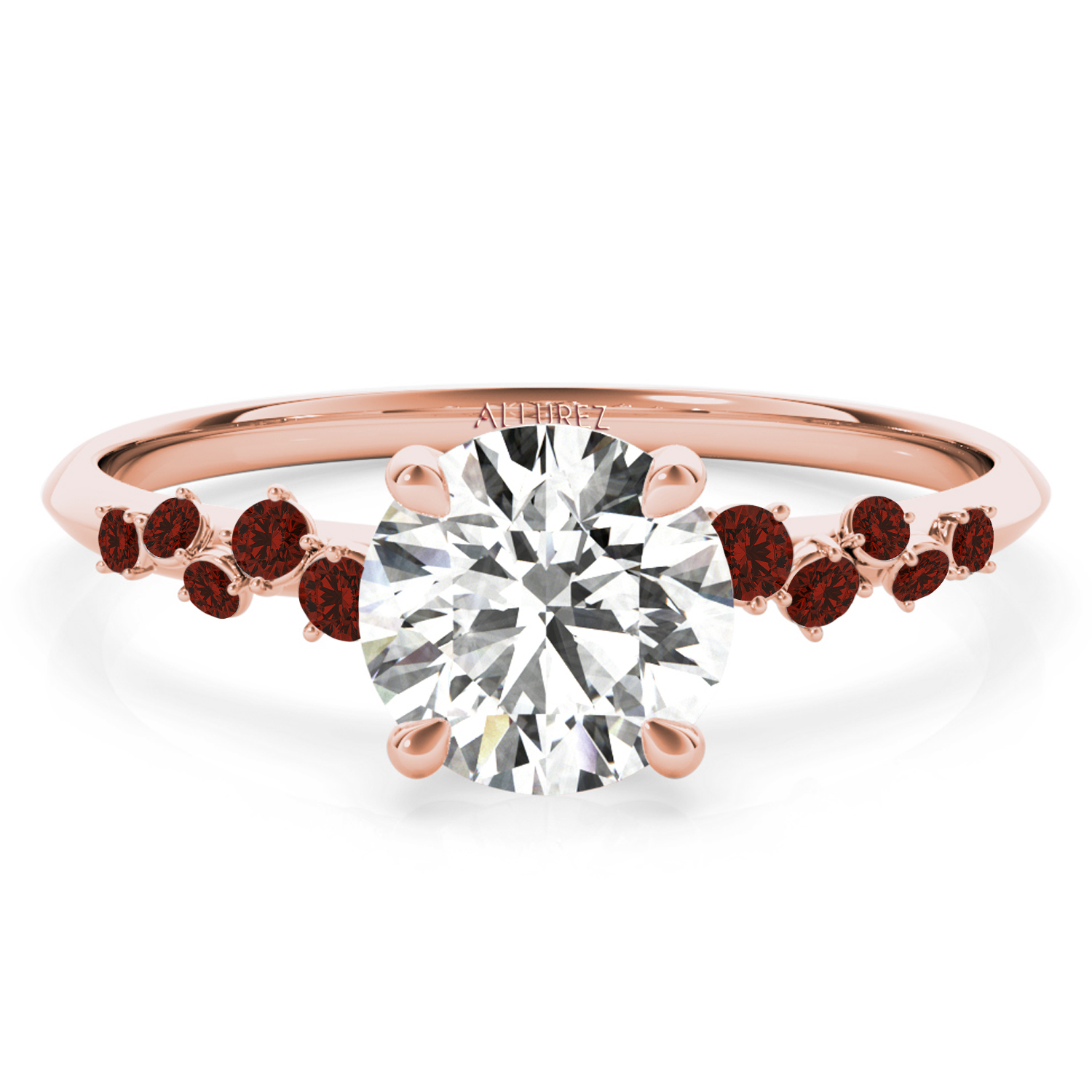 Scattered Garnet Engagement Ring 14K Rose Gold (0.13ct)