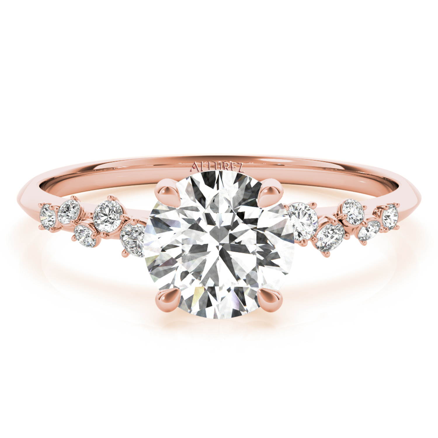Lab Grown Diamond Scatter Engagement Ring 14K Rose Gold (0.13ct)
