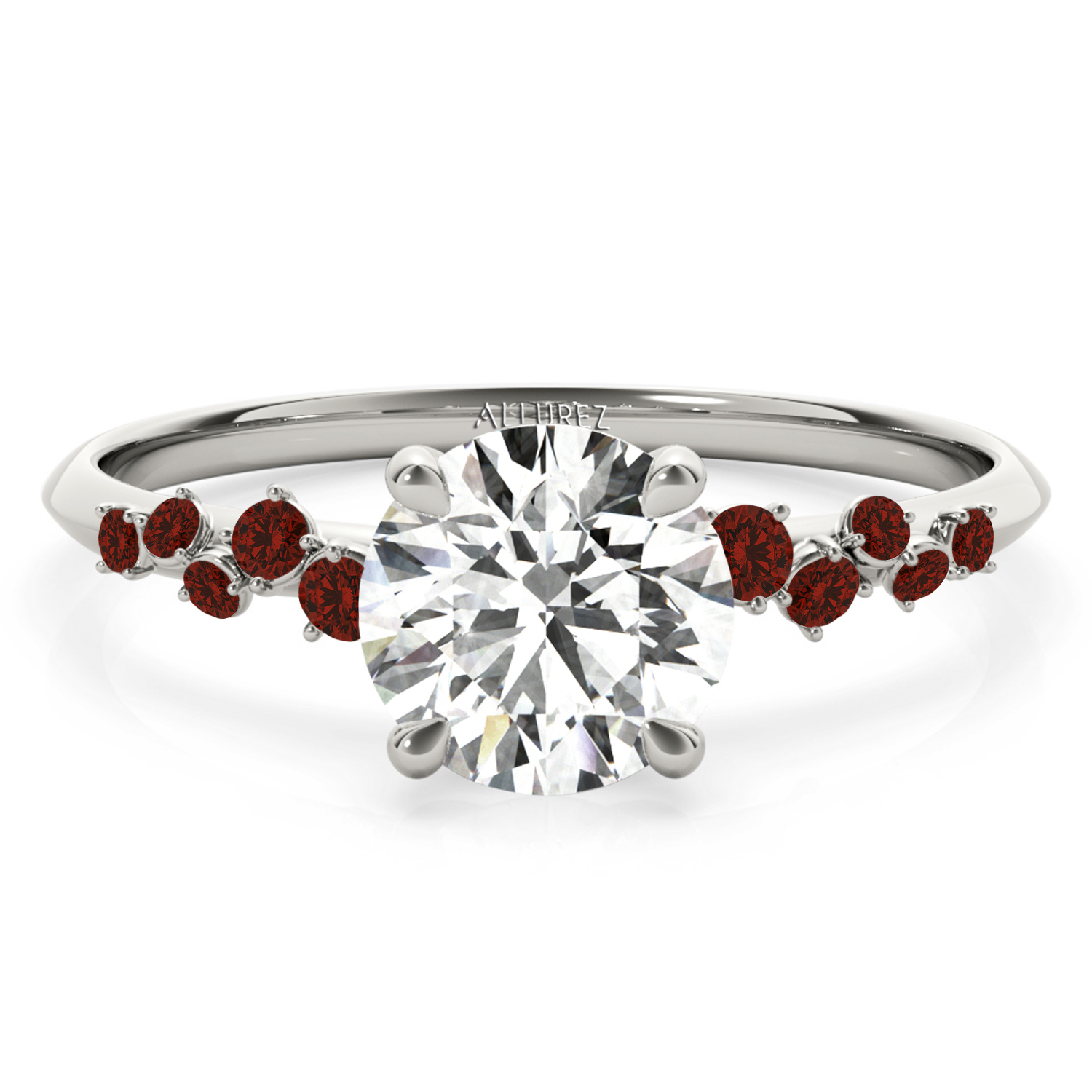 Scattered Garnet Engagement Ring 14K White Gold (0.13ct)