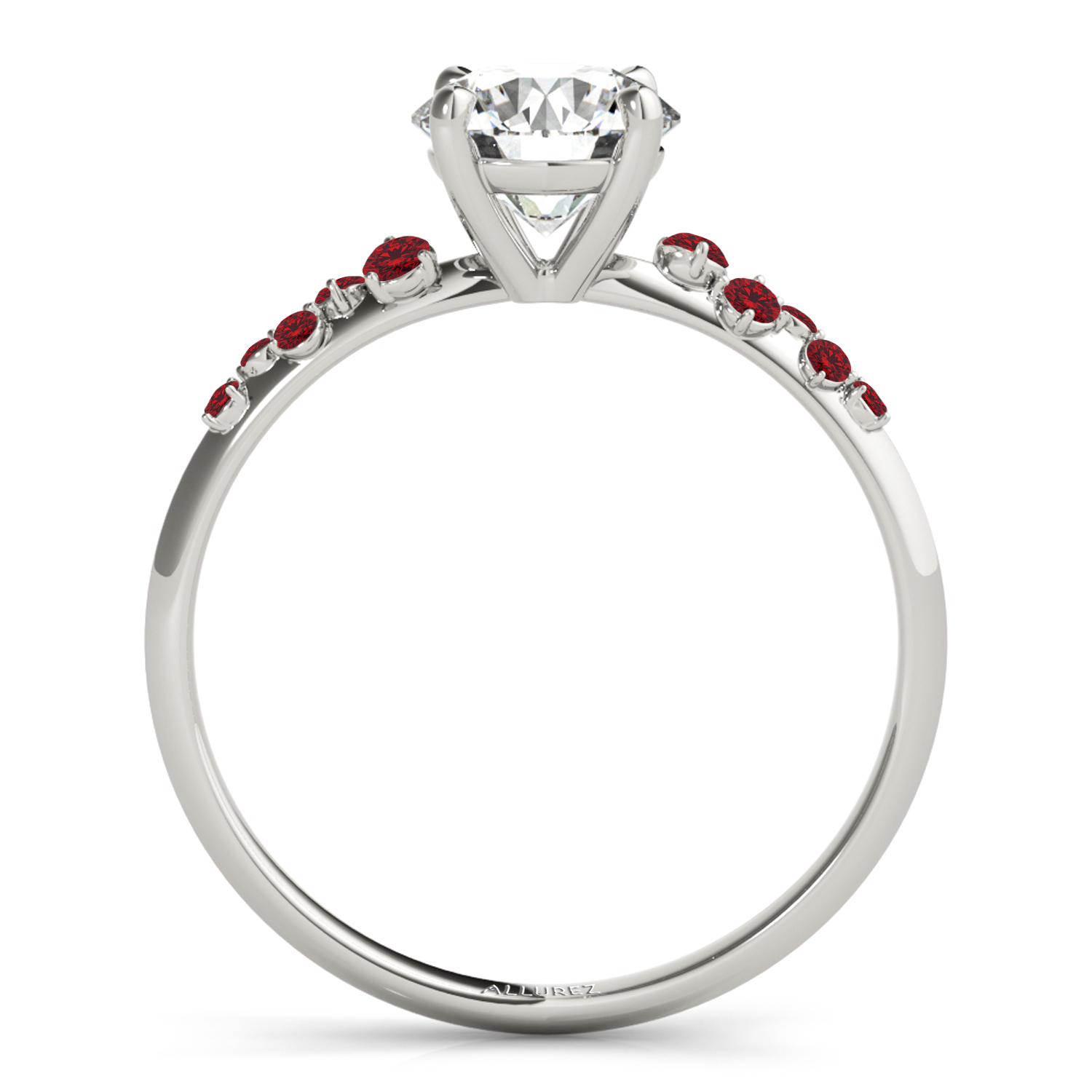 Scattered Ruby Engagement Ring 14K White Gold (0.13ct)